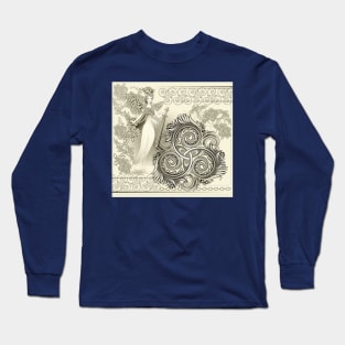 Celtic ornament with triple spiral symbol and fairy Long Sleeve T-Shirt